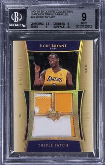 2004-05 UD "Exquisite Collection" Triple Patch Parallel #KB Kobe Bryant Triple Patch Card (#3/3) - BGS MINT 9